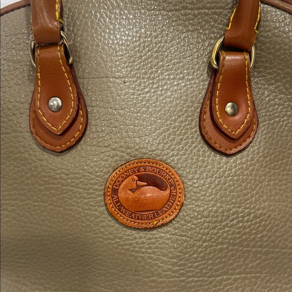 Vintage Dooney & Bourke All-Weather Leather Norfolk Satchel in Taupe - Picture 2 of 11
